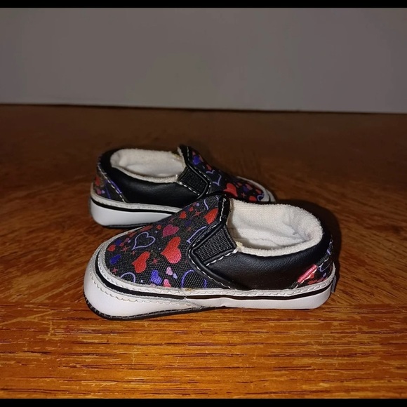INFANT/TODDLER VANS Classic Slip-On (Glitter Hearts) Black/Hot Pink. - Picture 4 of 9
